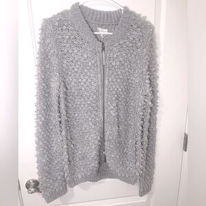 Lucky Brand Gray Loop Sitch Zip Up Cardigan Sz S